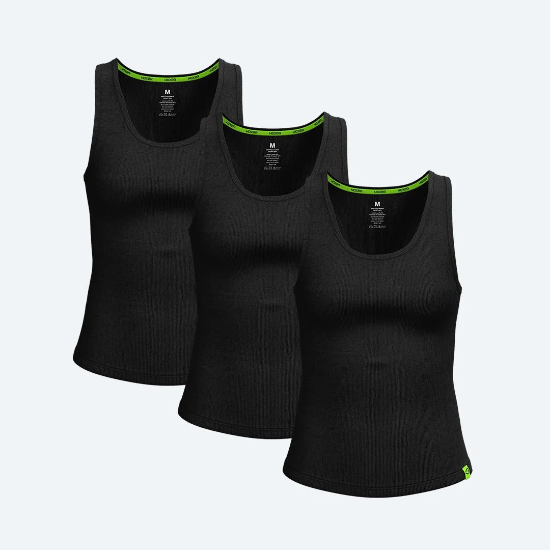 Rib Tank Black 3-Pack